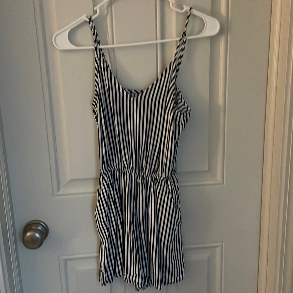 H&M striped navy and white romper